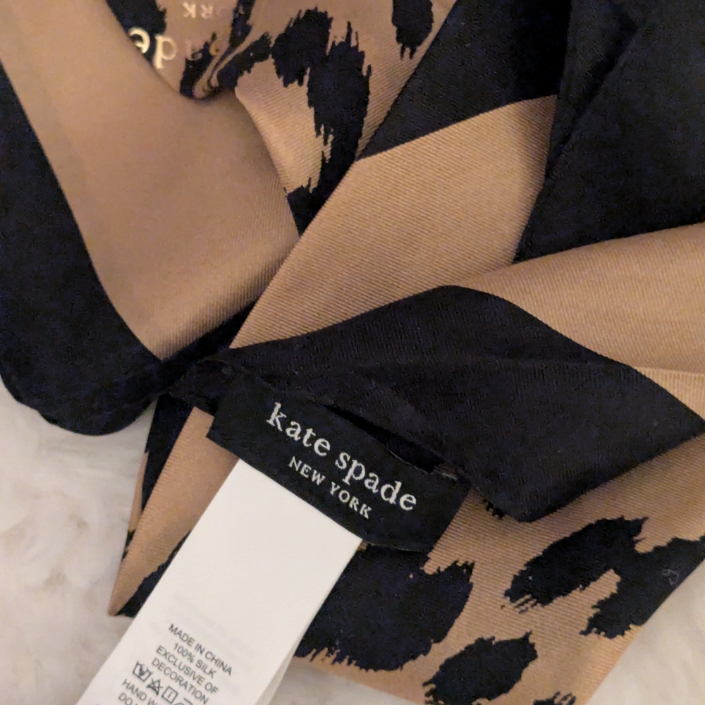 Kate Spade Modern Leopard Print Silk Square Scarf - Picture 5 of 6